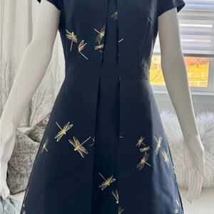 Ted Baker Blue Flutter Sleeve Midi Dress